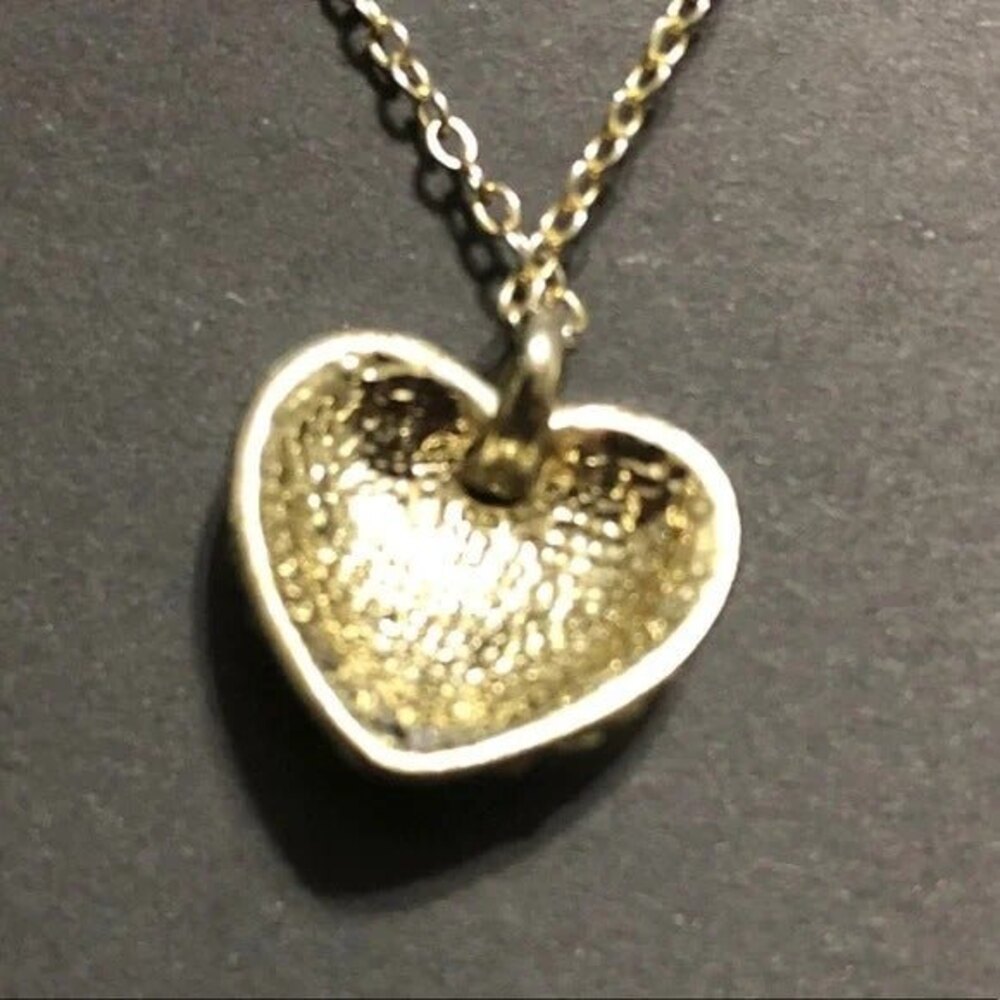 Silver Rhinestone Heart Necklace Earring Set FLAW - Picture 4 of 9